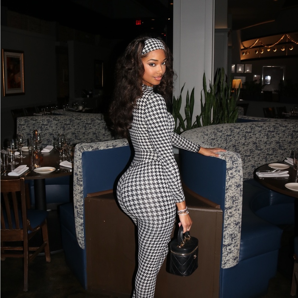 Stylish Black and White Houndstooth Jumpsuit